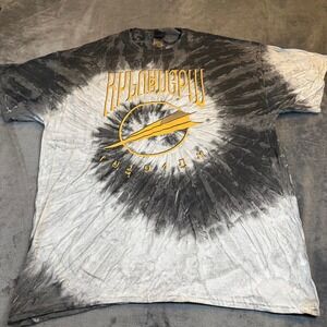 Colortone Mens XL Tie Dye Graphic T-Shirt Black White Spiral Short Sleeve Cotton